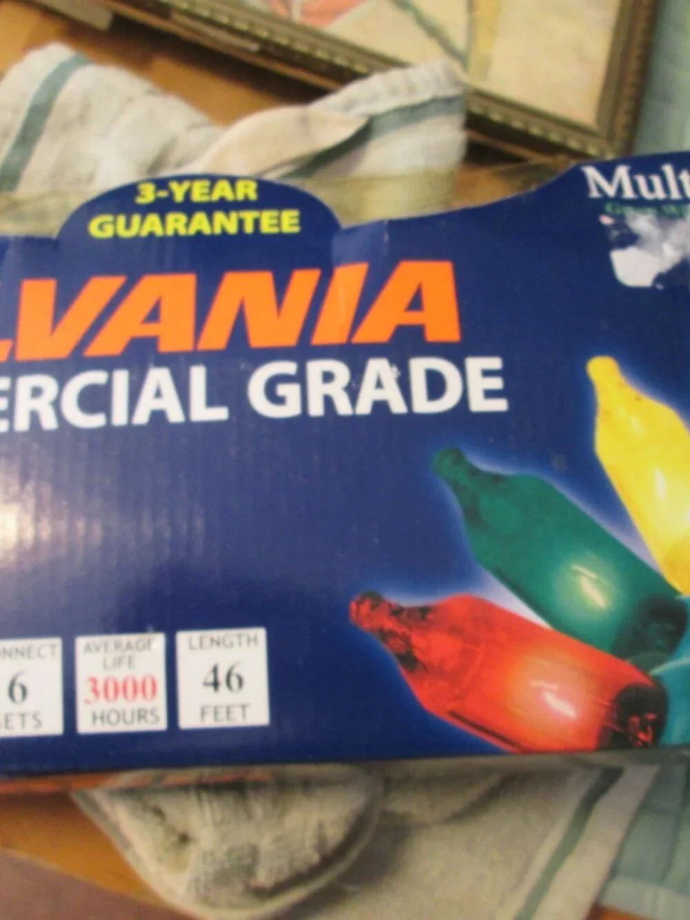 vtg sylvania new in box commercial grade `100 lights green cord multi mini